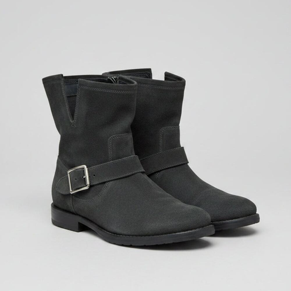 Frye charcoal suede Engineer boots, size 9
